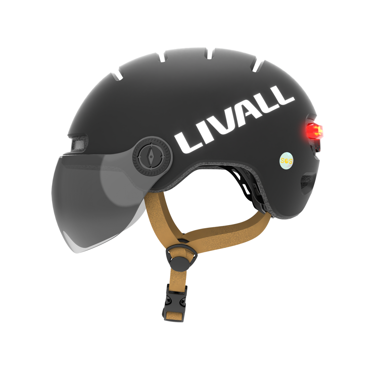 black Livall helmet with visor for electric scooters