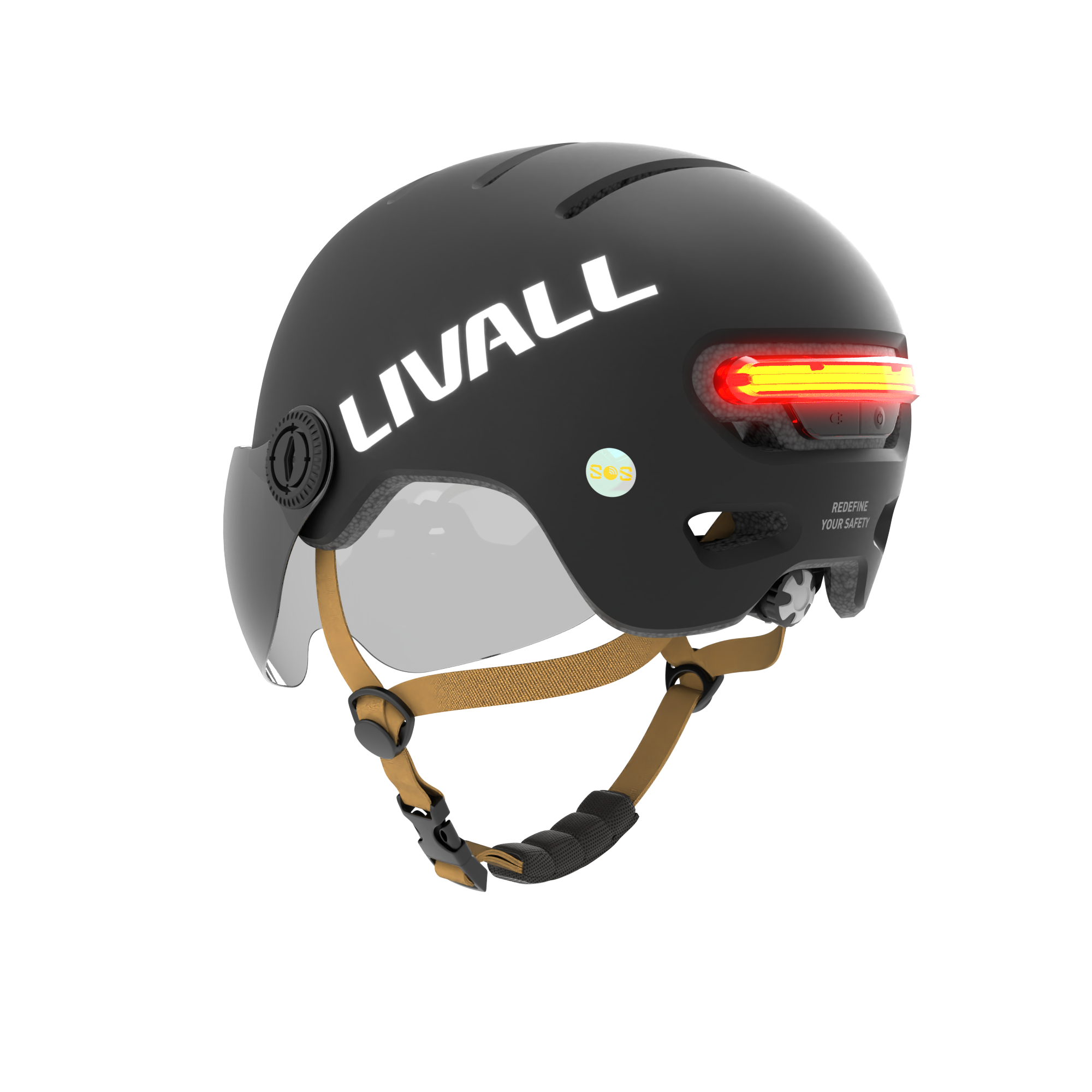  black Livall helmet with visor for electric scooters